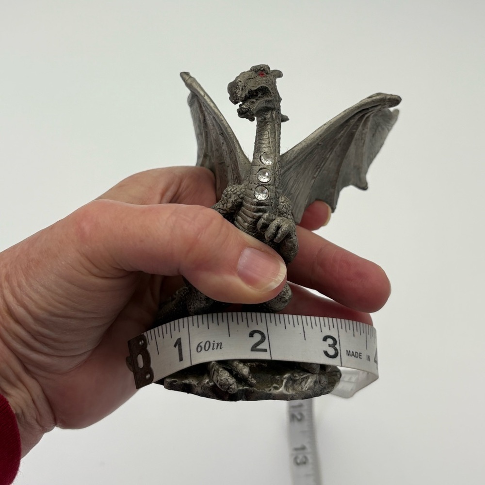 Majestic Vintage Pewter Dragon Figurine Votive Holder - Picture 12 of 12